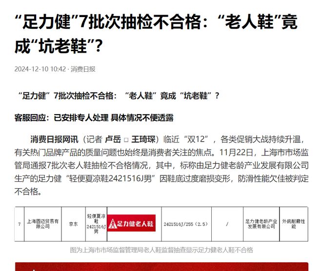 断足力健老人鞋品牌亟待重塑信任与形象bsports网页版快评丨质量风波不(图1)